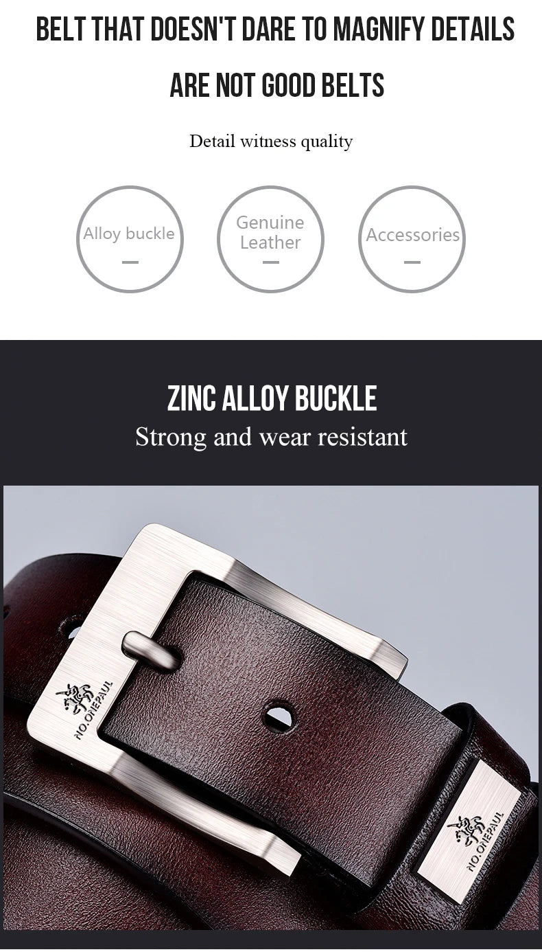 Genuine Leather Belt Men's High Quality Buckle