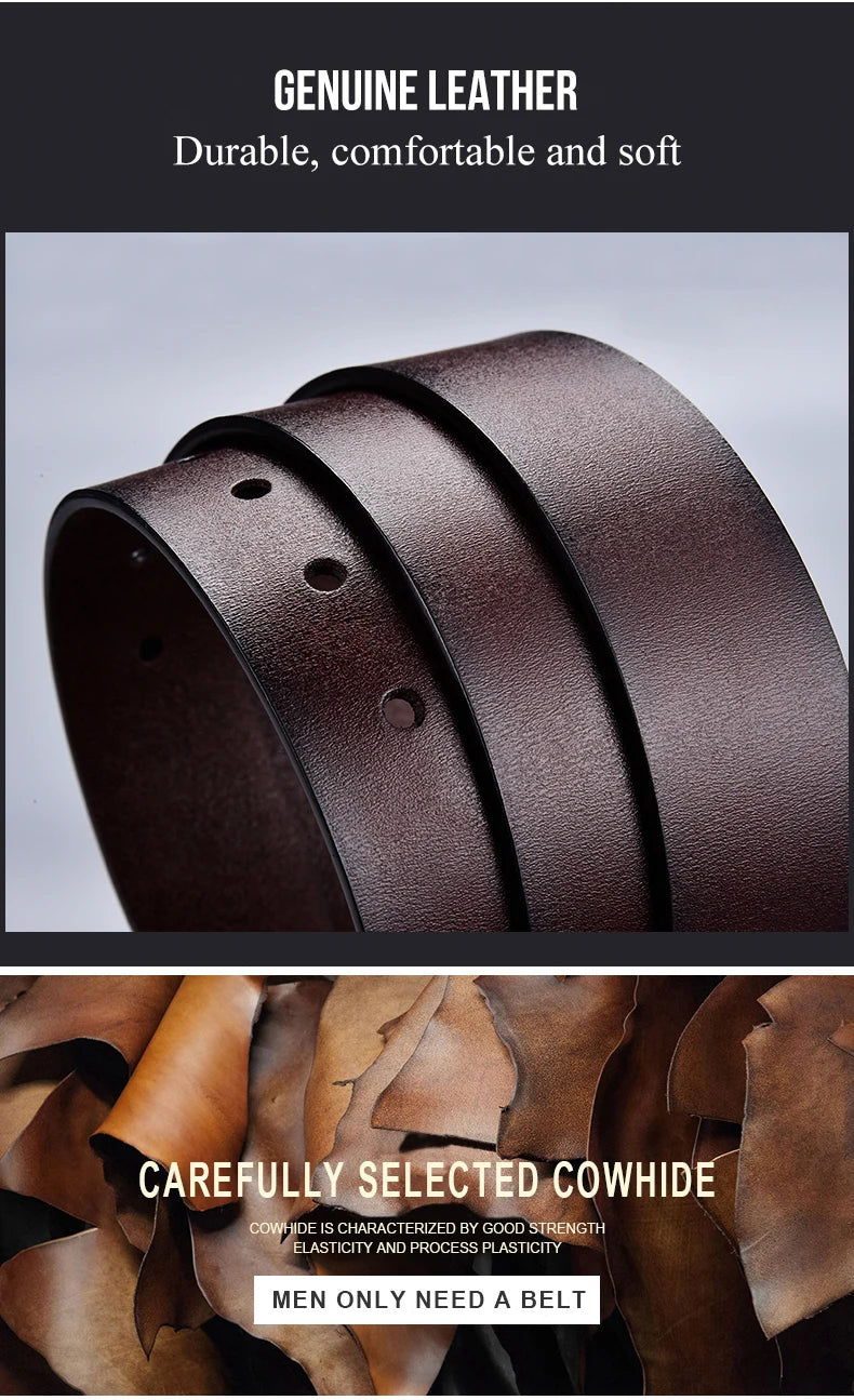 Genuine Leather Belt Men's High Quality Buckle