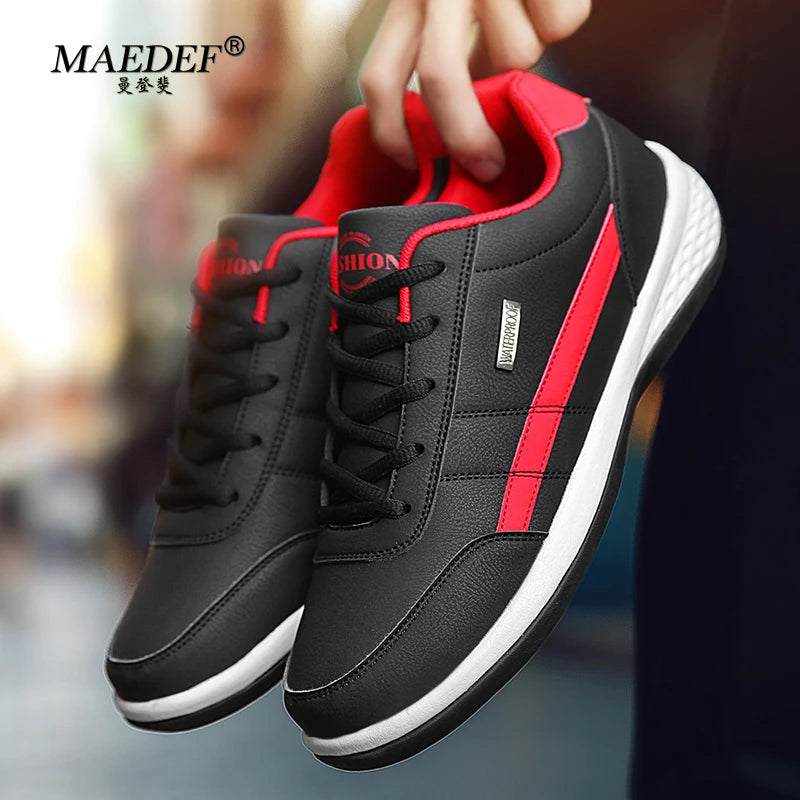 Men Leather Sneaker Waterproof Casual Comfortable