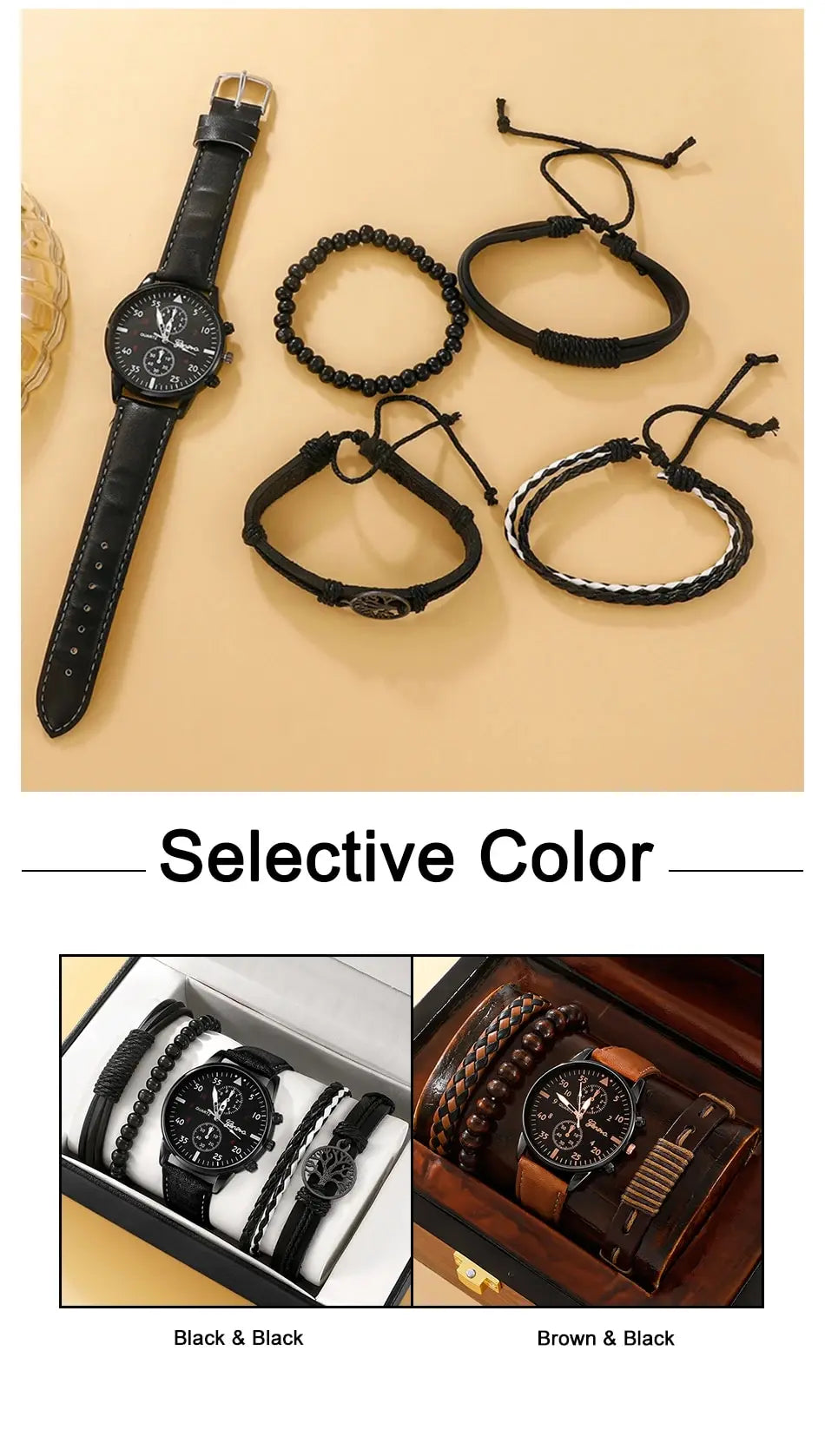 Men Watch Luxury Bracelet Set Fashion