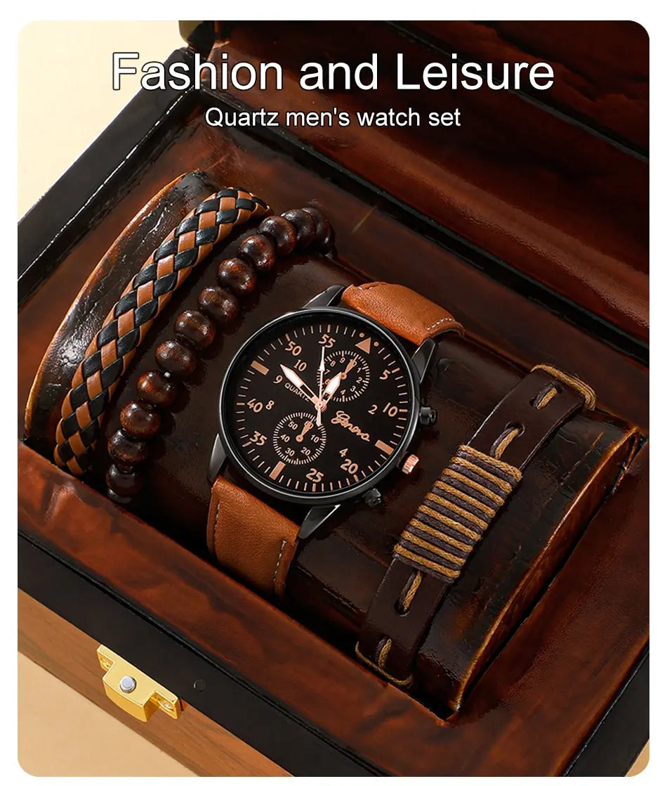 Men Watch Luxury Bracelet Set Fashion