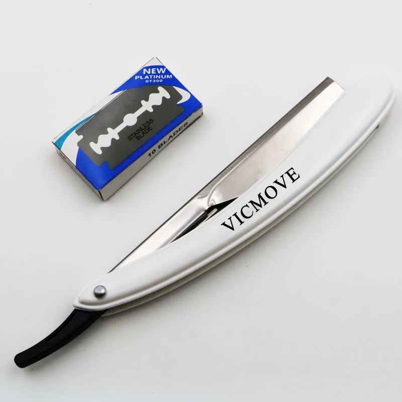 Men Straight Edge Razor With 10pcs Blades