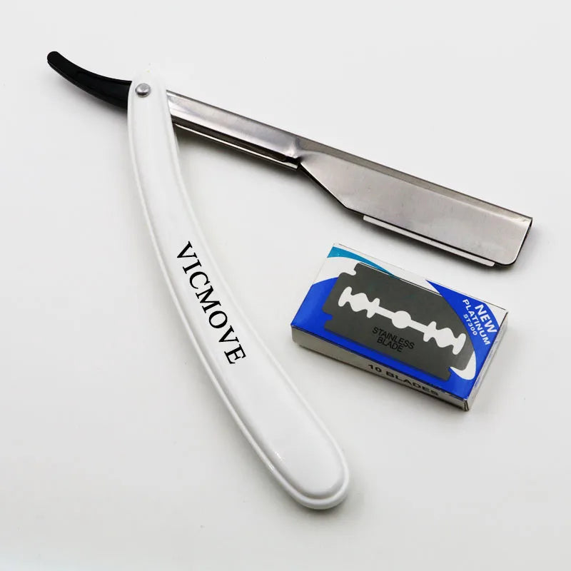 Men Straight Edge Razor With 10pcs Blades