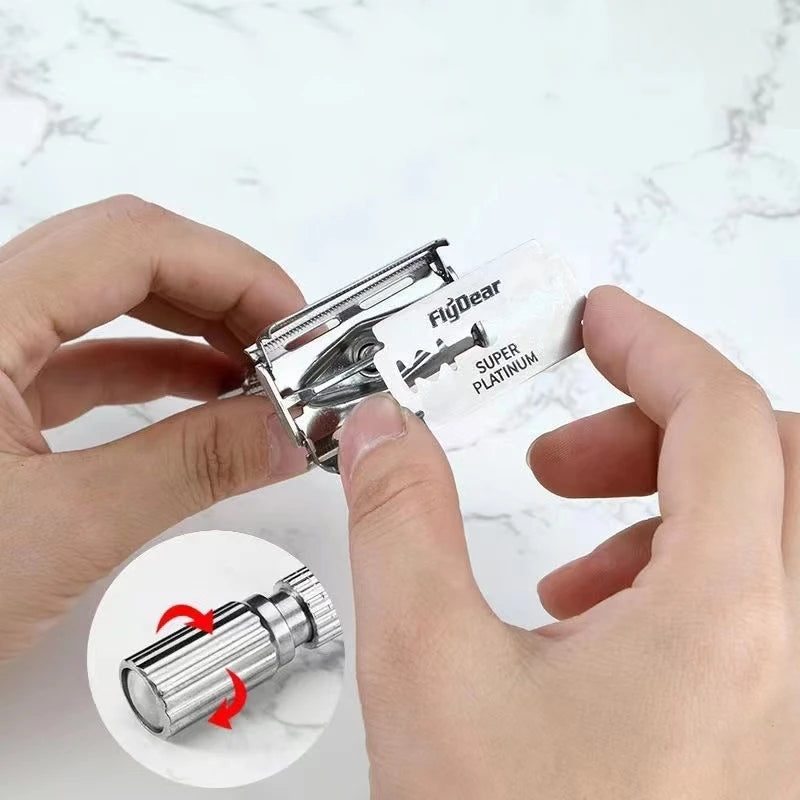 Men Shaving Razor with Blade