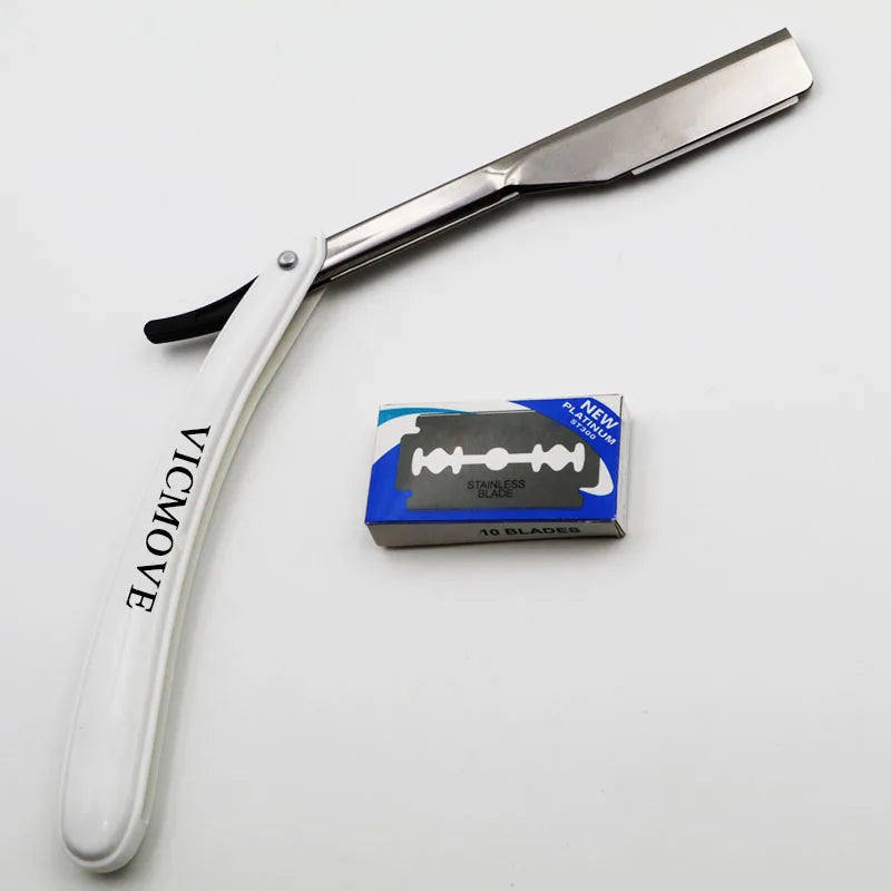 Men Straight Edge Razor With 10pcs Blades