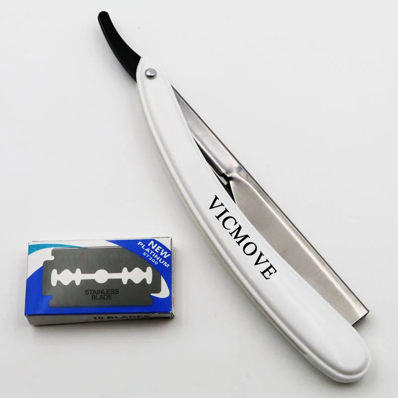 Men Straight Edge Razor With 10pcs Blades
