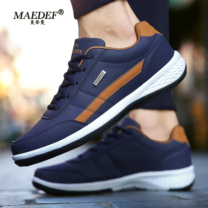 Men Leather Sneaker Waterproof Casual Comfortable