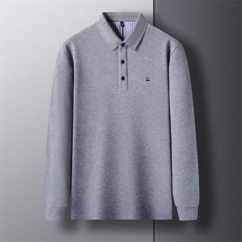 Men's Casual Long Sleeved Polo Shirt Comfortable Breathable