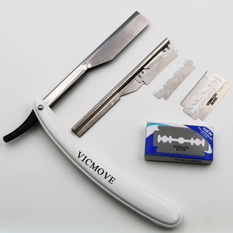 Men Straight Edge Razor With 10pcs Blades