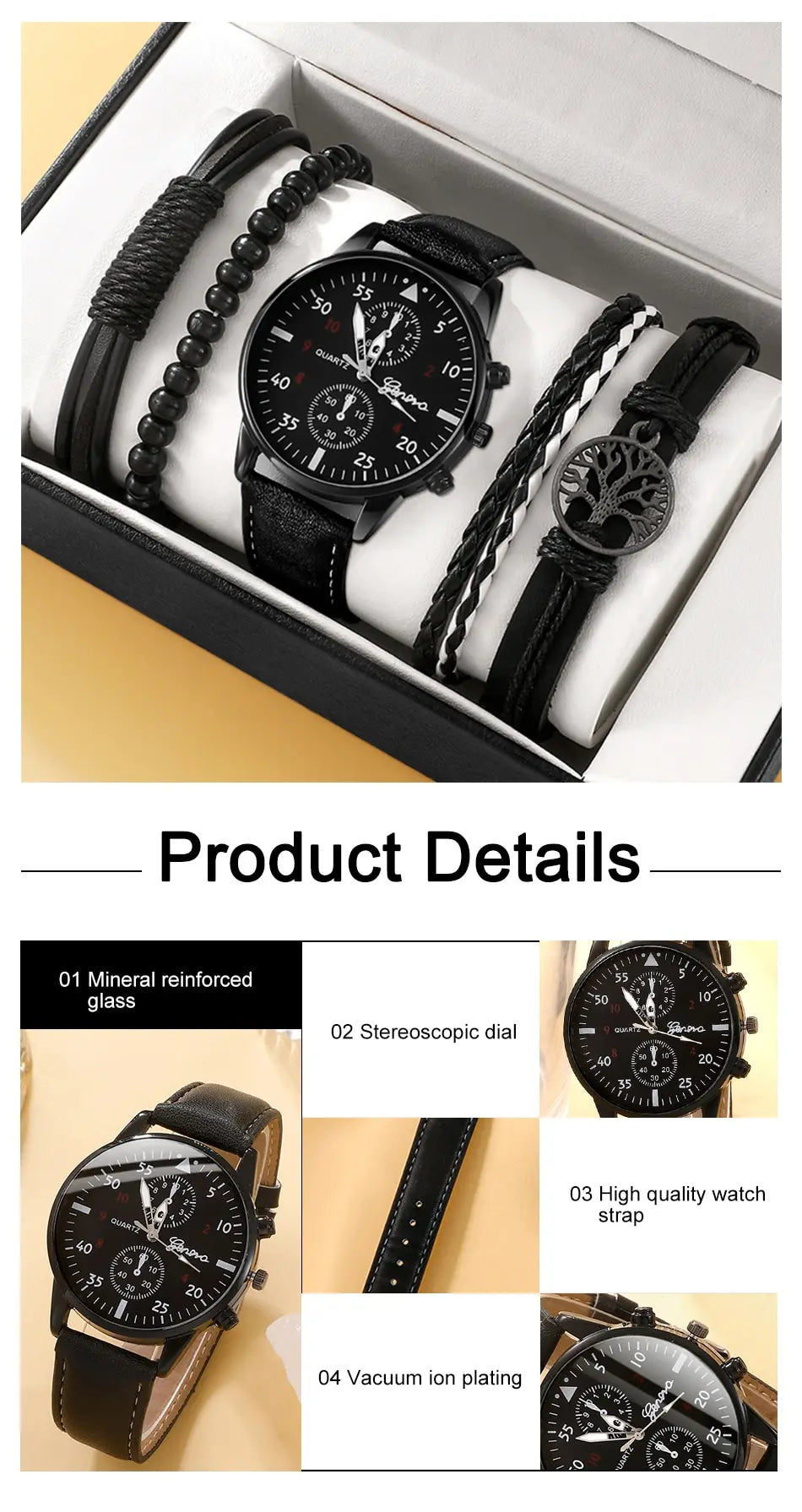 Men Watch Luxury Bracelet Set Fashion