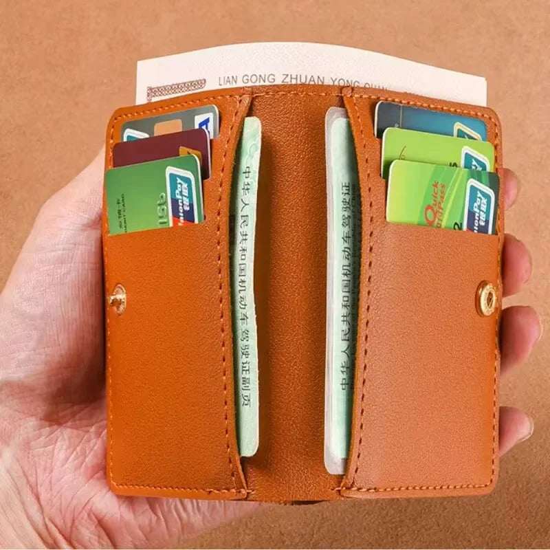 Solid Color Leather Wallet