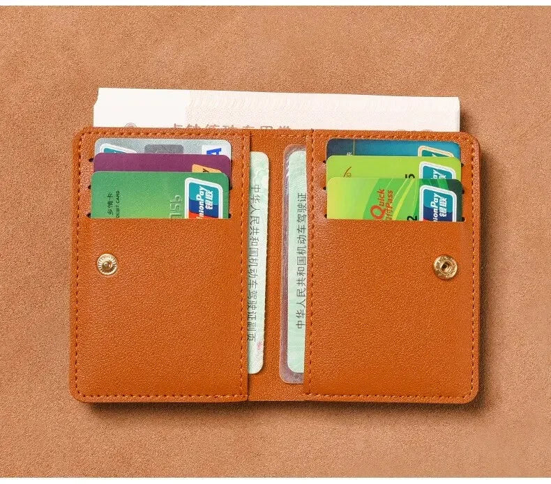 Solid Color Leather Wallet